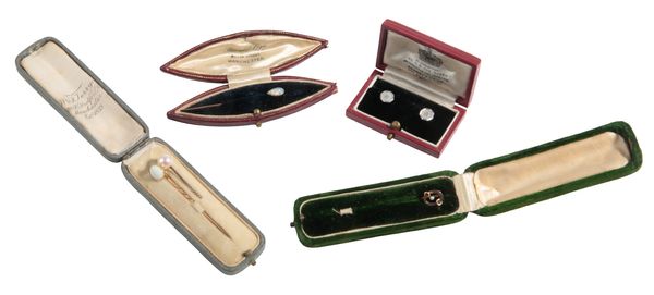 A COLLECTION OF STICK PINS AND COLLAR STUDS