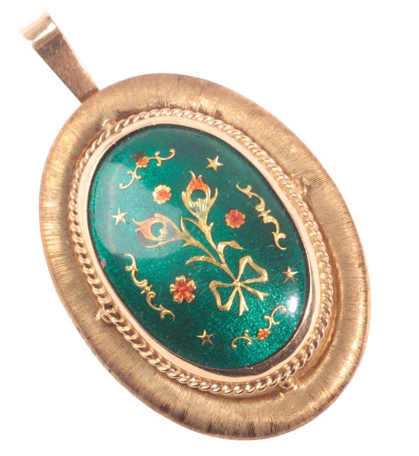 A FRENCH ENAMELLED BROOCH / PENDANT