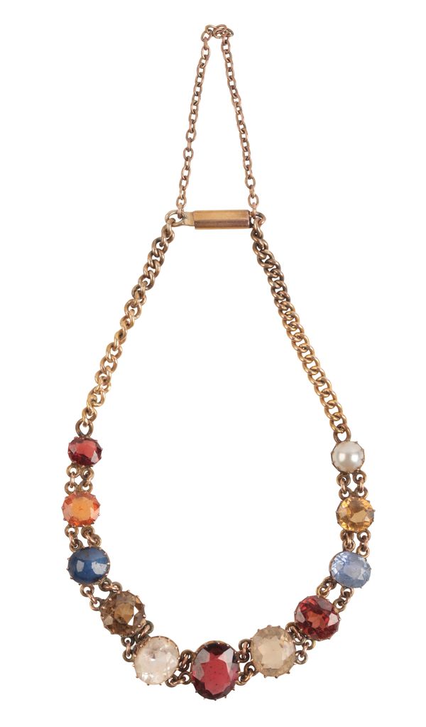 AN ANTIQUE GEM-SET HARLEQUIN BRACELET