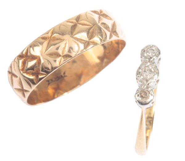 A DIAMOND THREE STONE RING