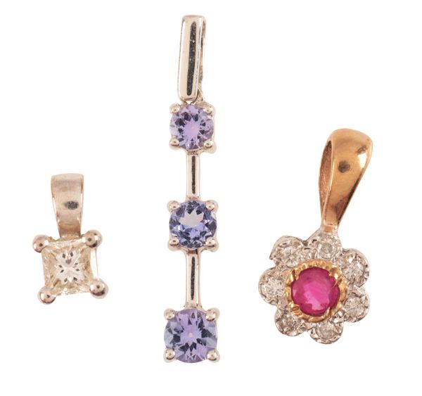 THREE GEM-SET PENDANTS