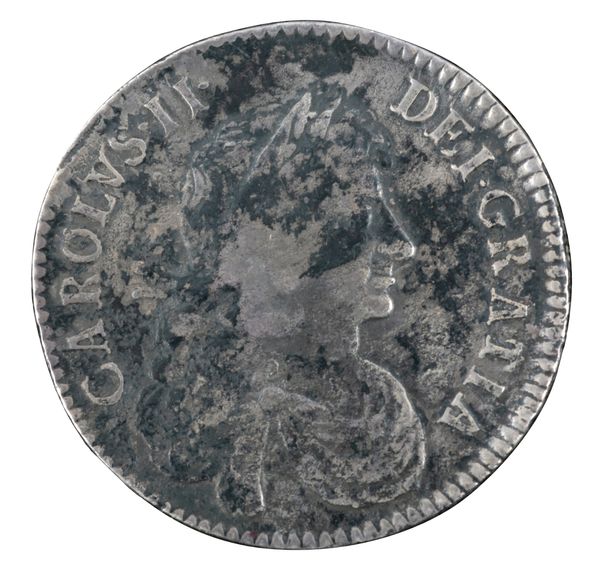 A 1670 CHARLES II SILVER HALF CROWN