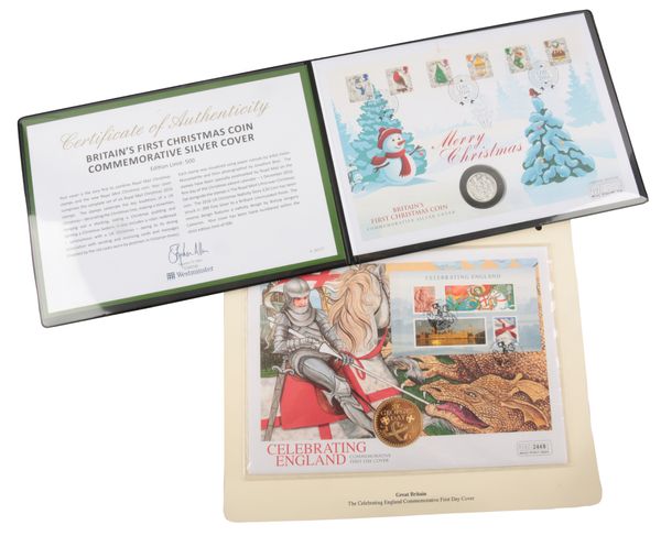 WESTMINSTER MINT: A 2016 'BRITAIN'S FIRST CHRISTMAS COIN' COMMEMORATIVE SILVER COIN COVER