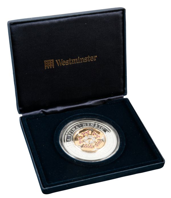 WESTMINSTER MINT: 'THE HENRY VIII' DIAMOND AND RUBY 5OZ SILVER PROOF COIN