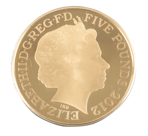 THE ROYAL MINT: A LONDON 2012 OLYMPIC GOLD-PLATED £5 SILVER PROOF COIN