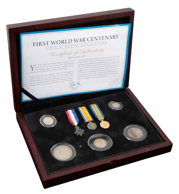 A FIRST WORLD WAR CENTENARY FIVE COIN AND MEDAL COLLECTION