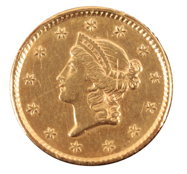 AN 1853 ONE DOLLAR GOLD COIN