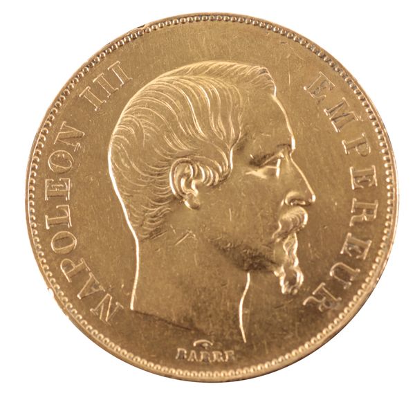 A NAPOLEON III 1856 50 FRANC GOLD COIN
