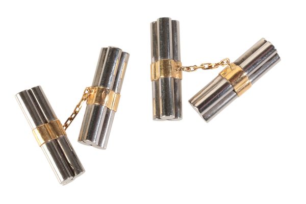 A PAIR OF PALLADIUM AND 18CT GOLD CUFFLINKS