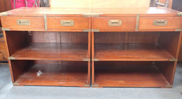 A PAIR OF CAMPAIGN STYLE TEAK CABINETS, BY CHARLOTTE HORSTMANN