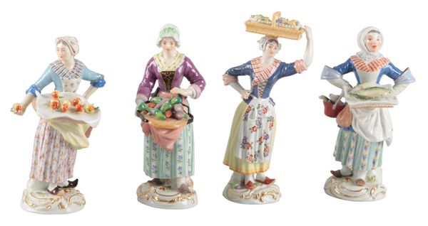 A GROUP OF FOUR MEISSEN PORCELAIN FIGURES