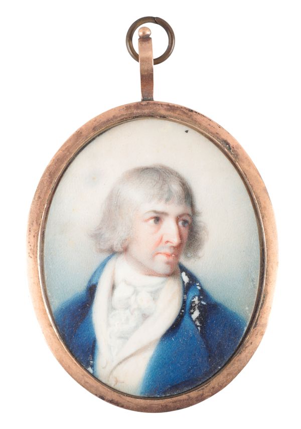 ENGLISH SCHOOL (LATE 18TH/EARLY 19TH CENTURY) A portrait miniature of a gentleman in a blue coat