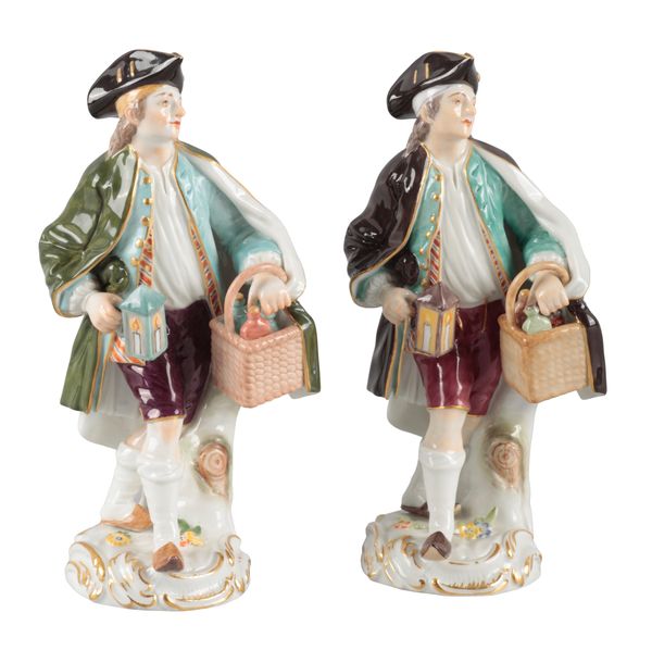 A PAIR OF MEISSEN PORCELAIN FIGURES OF THE NIGHT WATCHMAN
