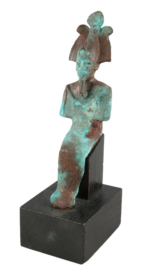 AN ANCIENT EGYPTIAN BRONZE FIGURE OF THE GOD OSIRIS