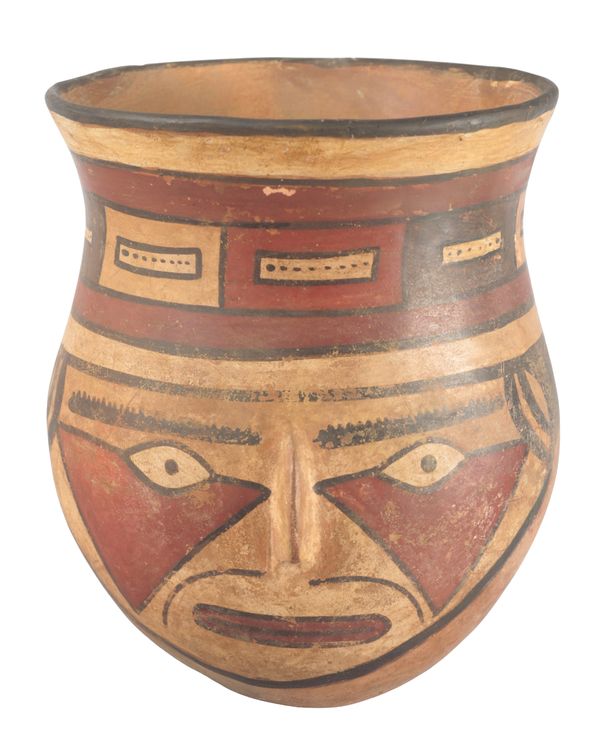 A NASCA (NAZCA) POLYCHROME POTTERY HEAD JAR
