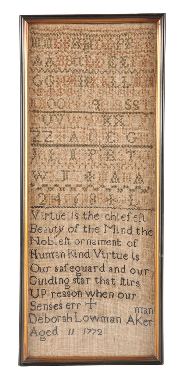 A GEORGE III NEEDLEWORK SAMPLER BY DEBORAH LOWMAN AKERMAN