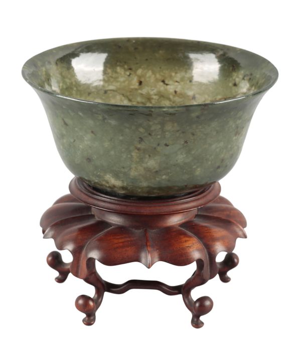 A CHINESE SPINACH GREEN JADE BOWL