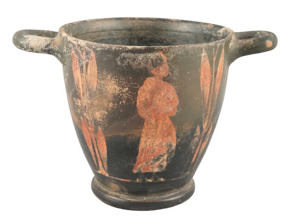 AN ANCIENT APULIAN RED-GLAZED TERRACOTTA SKYPHOS
