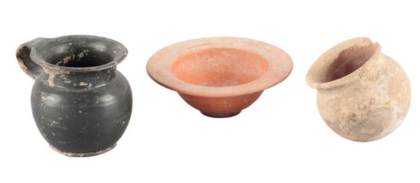 THREE ANCIENT POTTERY VESSELS