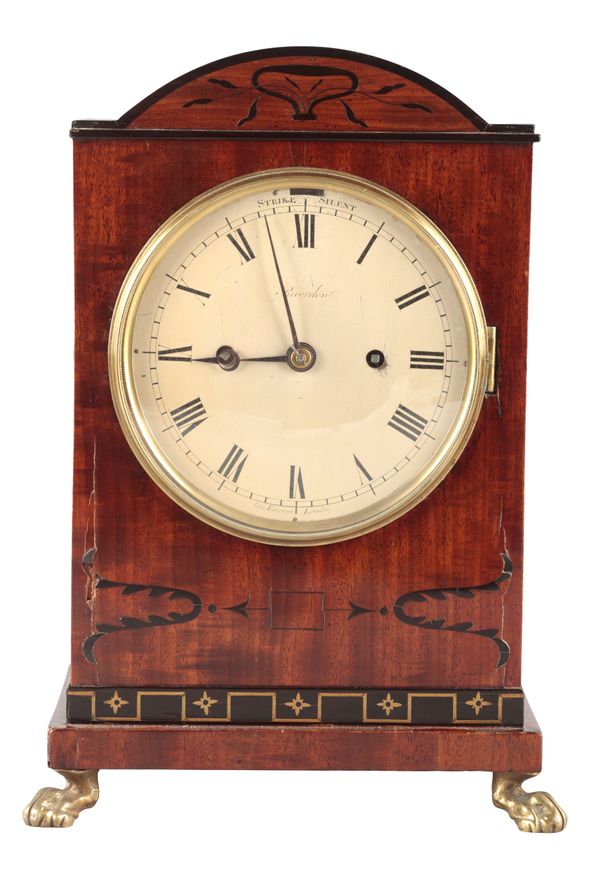 A REGENCY MAHOGANY BRACKET CLOCK BY LOUIS RECORDON (1778-1824)