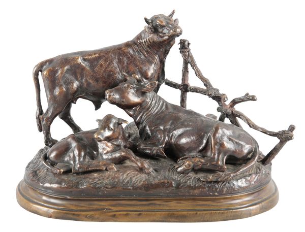 MANNER OF JULES MOIGNIEZ (1835-1894) A bronze group with cattle