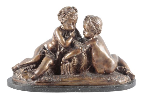 MANNER OF ALBERT-ERNEST CARRIER-BELLEUSE (1824-1887) A bronze group of two putti