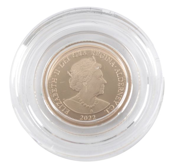 A 2022 QUEEN ELIZABETH II "HER MAJESTY'S GRACES" PLATINUM JUBILEE GOLD PROOF ONE-EIGTH SOVEREIGN