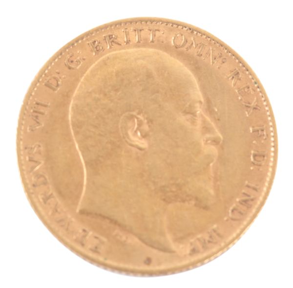 A 1908 EDWARD VII GOLD HALF SOVEREIGN