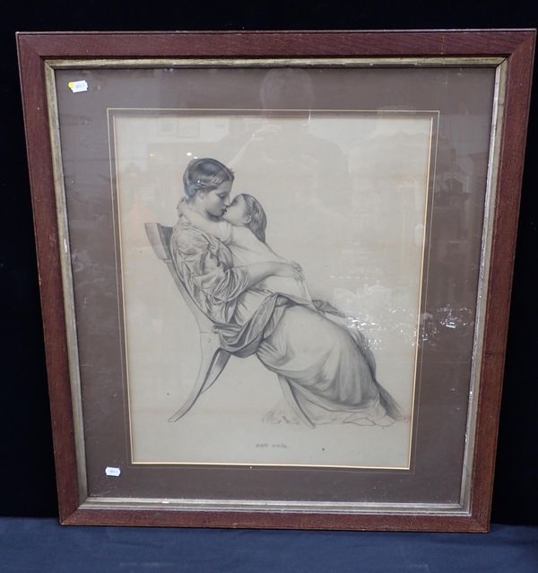 'BON SOIR', AN EARLY 19th CENTURY GRAPHITE STUDY OF A MOTHER AND CHILD