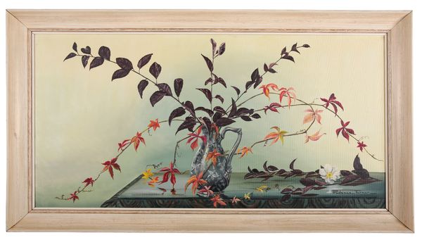 *PRUDENCE TURNER (1930-2007) A still life of Autumn leaves in a vase