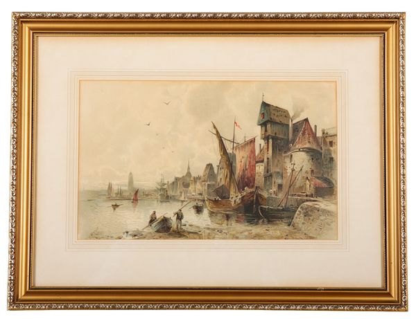 CONTINENTAL SCHOOL, 20TH CENTURY A Dutch harbour scene