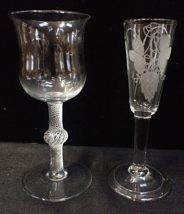 A GOBLET WITH AIR-TWIST KNOPPED STEM