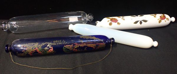 A BLUE GLASS SAILOR'S ROLLING PIN