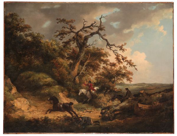 ATTRIBUTED TO GEORGE MORLAND (1763-1804) A huntsman thrown from his horse