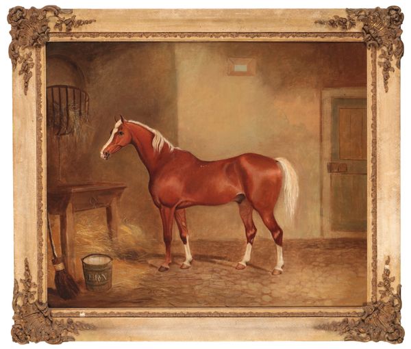 MANNER OF JAMES CLARK AND SON (fl. 1858-1909) 'Colonel Edward Richard Northey's Cavalry Horse in a stable'