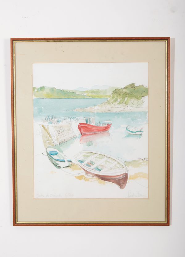 *PENELOPE BURNS (20th Century) Boats at Streedagh, Co. Sligo'