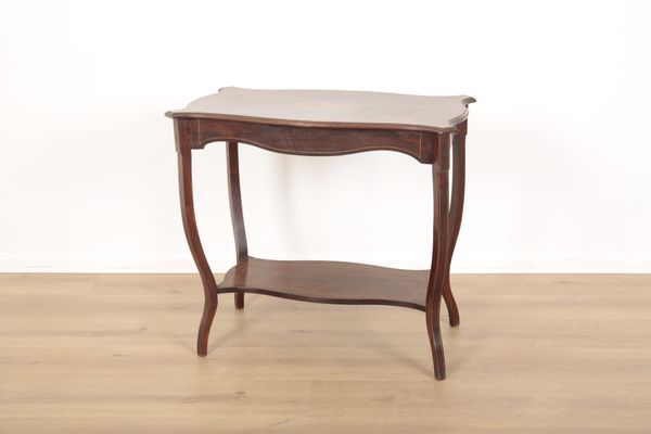 AN EDWARDIAN ROSEWOOD AND MARQUETRY OCCASIONAL TABLE