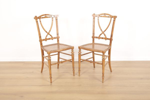 A PAIR OF VICTORIAN ‘PUGINESQUE’ INLAID BEECHWOOD OCCASIONAL CHAIRS