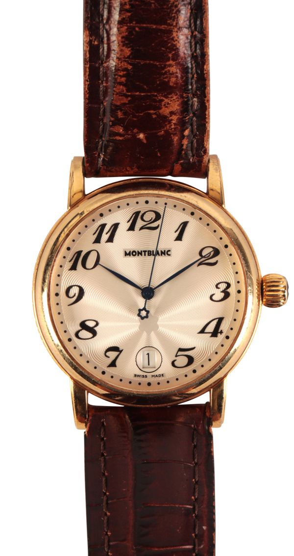 MONT BLANC: A GENTLEMAN'S GOLD-PLATED WRISTWATCH