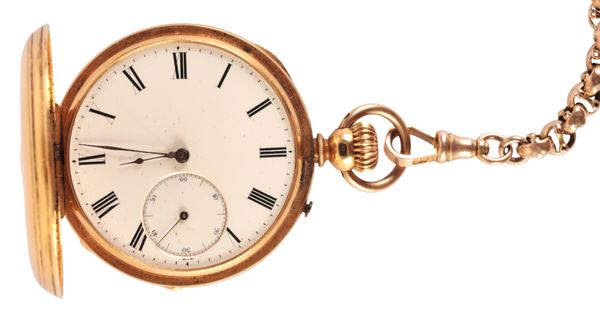 CARTIER: A GENTLEMAN'S 18CT GOLD HALF-HUNTER POCKET WATCH