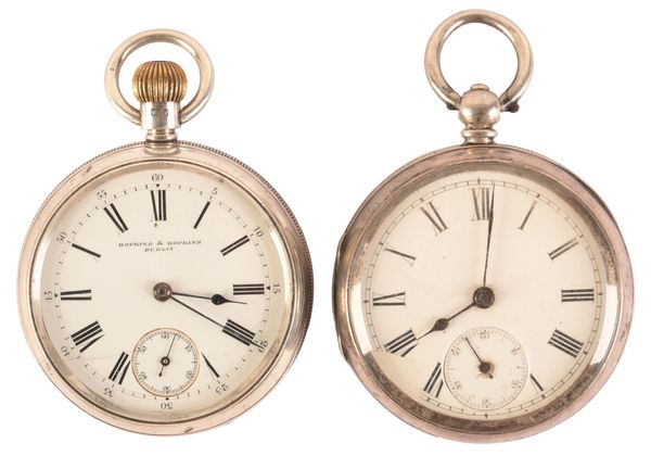 HOPKINS & HOPKINS, DUBLIN: A GENTLEMAN'S SILVER OPEN FACE POCKET WATCH