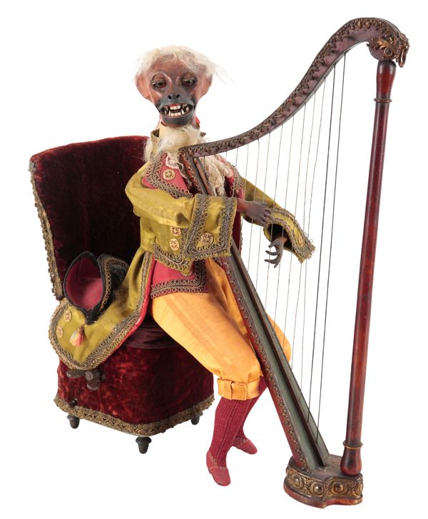 A 19TH CENTURY FRENCH ‘THE MARQUIS MONKEY HARPIST’ AUTOMATON