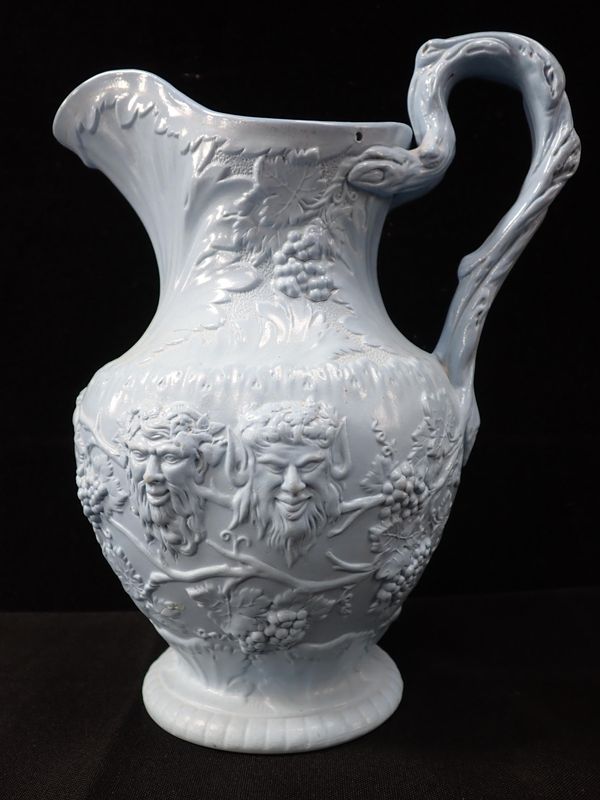 A  T.J & J. MAYER RELIEF MOULDED BACCHUS JUG