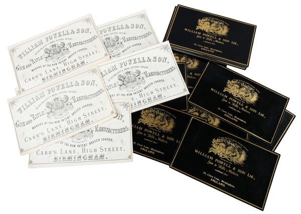 WILLIAM POWELL & SON LTD, GUN & RIFLE MAKERS OF BIRMINGHAM: TWENTY BLACK AND GOLD LEATHER GUNCASE LABELS