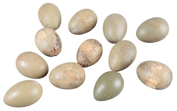 TWELVE VARIOUS GAMEKEEPER'S PARTRIDGE DUMMY OR CROCK EGGS