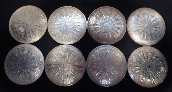 A SET OF EIGHT MODERN HALLMARKED SILVER TABLE MATS