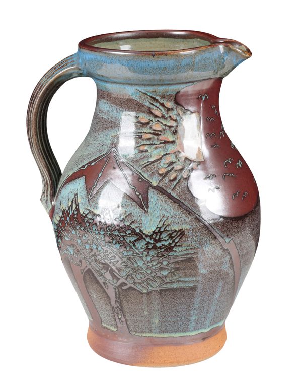 *DAVID EELES (20TH CENTURY), BEAMINSTER, DORSET, STUDIO POTTERY A large stoneware globular jug