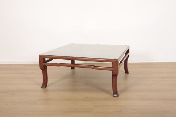 A CHINESE HARDWOOD SQUARE COFFEE TABLE