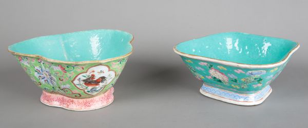 TWO SIMILAR CHINESE PORCELAIN FAMILLE ROSE BOWLS