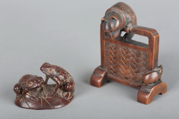 A JAPANESE CARVED WOOD OKIMONO